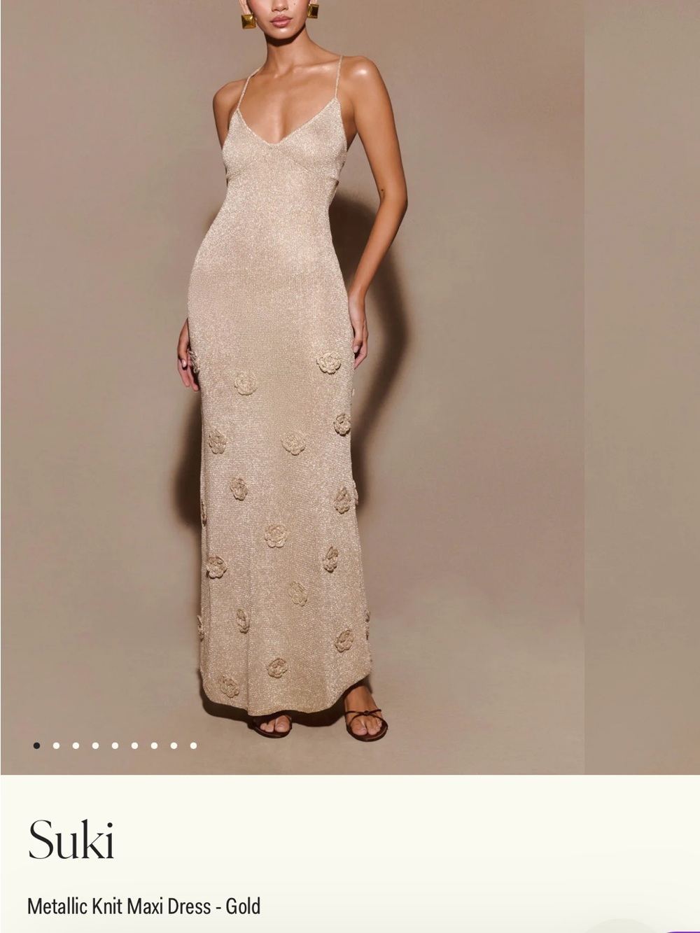 Meshki Suki Metallic Slip Maxi Dress - Gold